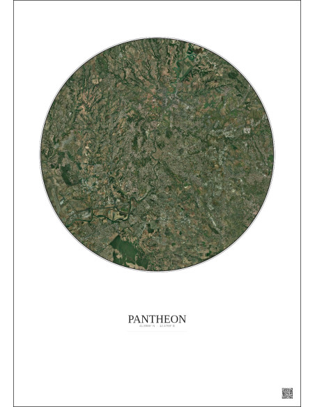 Affiche Pantheon – Poster vue satellite 20km Couleur | Gravura – Fond clair