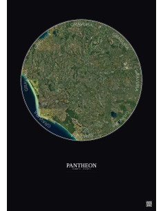 Pantheon Satellite View Poster 30km Color | Gravura – Dark background
