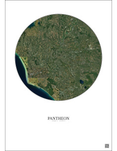 Pantheon Satellite View Poster 30km Color | Gravura – Light background