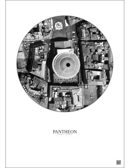 Affiche Pantheon – Poster vue satellite 0.1km N&B | Gravura – Fond clair