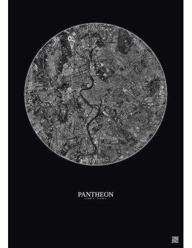Affiche Pantheon – Poster vue satellite 5km N&B | Gravura – Fond foncé