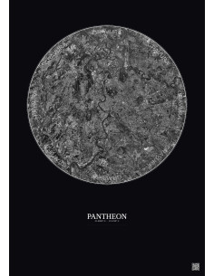 Pantheon Satellite View Poster 10km B&W | Gravura – Dark background