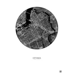 Affiche Ottawa – Poster vue satellite 2.5km N&B | Gravura – Fond clair