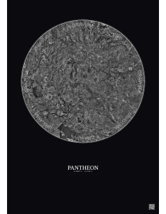 Pantheon Satellite View Poster 20km B&W | Gravura – Dark background
