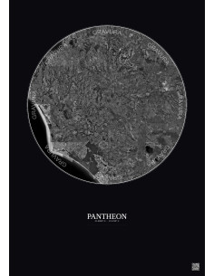 Pantheon Satellite View Poster 30km B&W | Gravura – Dark background