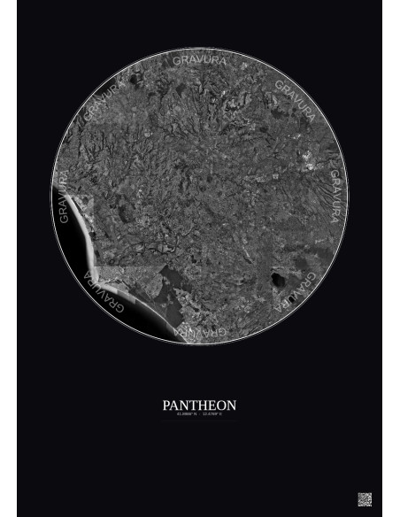 Affiche Pantheon – Poster vue satellite 30km N&B | Gravura – Fond foncé