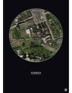 Pompeii Satellite View Poster 0.1km Color | Gravura – Dark background
