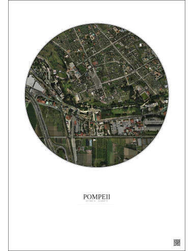 Pompeii Satellite View Poster 0.5km Color | Gravura – Light background
