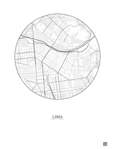 Affiche Lima – Poster carte de ville 2.5km | Gravura – Fond clair