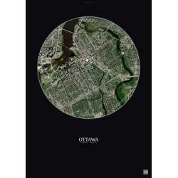 Affiche Ottawa – Poster vue satellite 2.5km Couleur | Gravura – Fond foncé