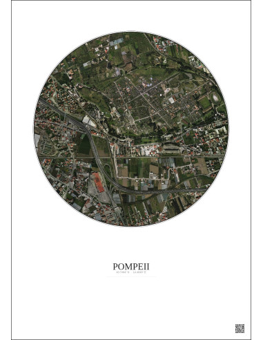Affiche Pompeii – Poster vue satellite 1km Couleur | Gravura – Fond clair