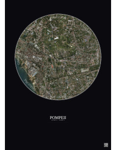 Pompeii Satellite View Poster 2.5km Color | Gravura – Dark background