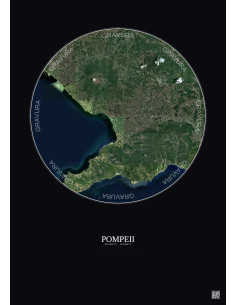 Pompeii Satellite View Poster 20km Color | Gravura – Dark background