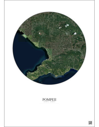 Affiche Pompeii – Poster vue satellite 20km Couleur | Gravura – Fond clair