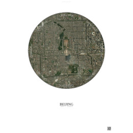 Affiche Beijing – Poster vue satellite 6km Couleur | Gravura – Fond clair
