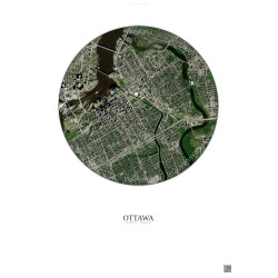 Affiche Ottawa – Poster vue satellite 2.5km Couleur | Gravura – Fond clair