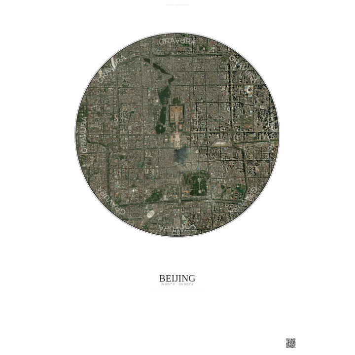 Affiche Beijing – Poster vue satellite 6km Couleur | Gravura – Fond clair