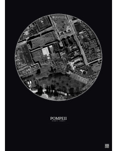 Pompeii Satellite View Poster 0.1km B&W | Gravura – Dark background