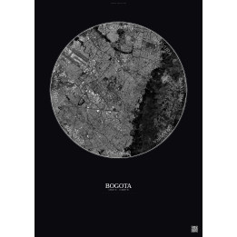 Affiche Bogota – Poster vue satellite 10km N&B | Gravura – Fond foncé