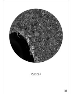 Pompeii Satellite View Poster 5km B&W | Gravura – Light background