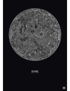 Affiche Rome – Poster vue satellite 10km N&B | Gravura – Fond foncé