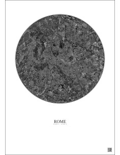 Affiche Rome – Poster vue satellite 10km N&B | Gravura – Fond clair