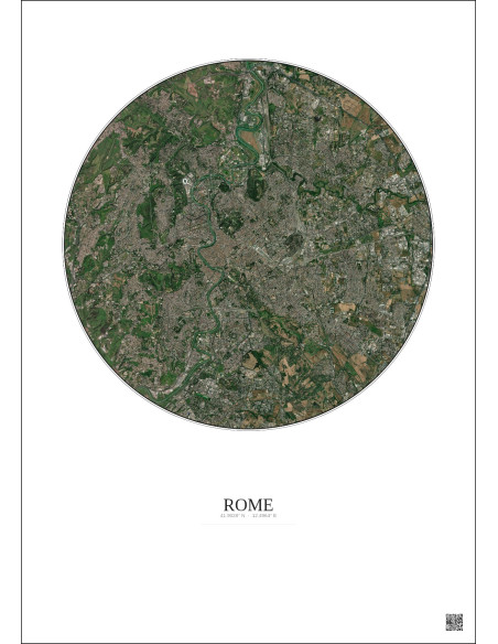 Rome Satellite View Poster 10km Color | Gravura – Light background
