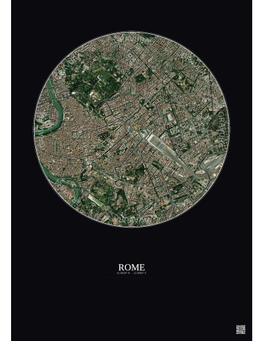 Affiche Rome – Poster vue satellite 2.5km Couleur | Gravura – Fond foncé