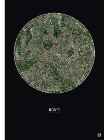 Affiche Rome – Poster vue satellite 6km Couleur | Gravura – Fond foncé