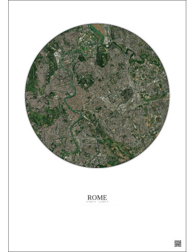 Affiche Rome – Poster vue satellite 6km Couleur | Gravura – Fond clair