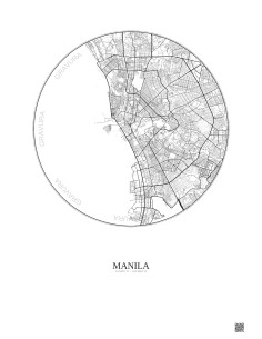 Affiche Manila – Poster carte de ville 10km | Gravura – Fond clair