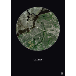 Affiche Ottawa – Poster vue satellite 6km Couleur | Gravura – Fond foncé