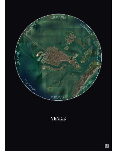 Affiche Venice – Poster vue satellite 5km Couleur | Gravura – Fond foncé