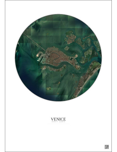 Affiche Venice – Poster vue satellite 5km Couleur | Gravura – Fond clair