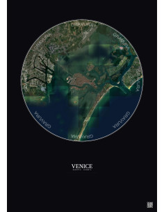 Affiche Venice – Poster vue satellite 10km Couleur | Gravura – Fond foncé