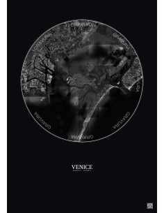 Venice Satellite View Poster 10km B&W | Gravura – Dark background