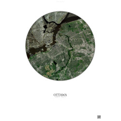 Affiche Ottawa – Poster vue satellite 6km Couleur | Gravura – Fond clair