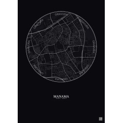 Affiche Manama – Poster carte de ville 2.5km | Gravura – Fond foncé