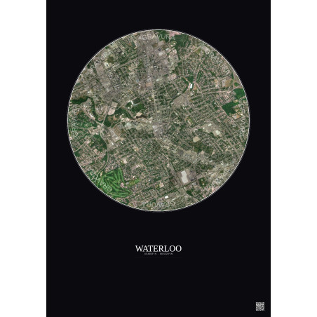 Affiche Waterloo – Poster vue satellite 2.5km Couleur | Gravura – Fond foncé