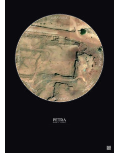 Affiche Petra – Poster vue satellite 0.1km Couleur | Gravura – Fond foncé