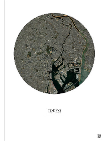 Affiche Tokyo – Poster vue satellite 10km Couleur | Gravura – Fond clair