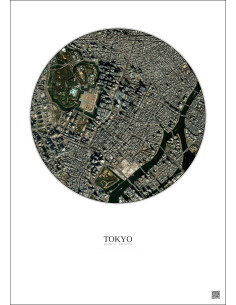 Affiche Tokyo – Poster vue satellite 2.5km Couleur | Gravura – Fond clair