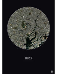 Affiche Tokyo – Poster vue satellite 6km Couleur | Gravura – Fond foncé