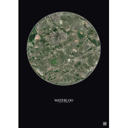 Affiche Waterloo – Poster vue satellite 5km Couleur | Gravura – Fond foncé