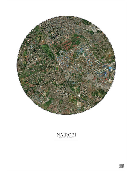 Nairobi Satellite View Poster 2.5km Color | Gravura – Light background