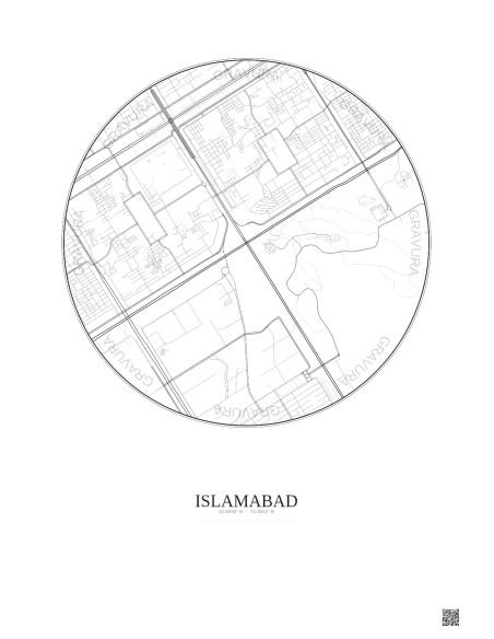 Affiche Islamabad – Poster carte de ville 2.5km | Gravura – Fond clair