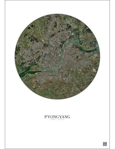Affiche P Yongyang – Poster vue satellite 10km Couleur | Gravura – Fond clair