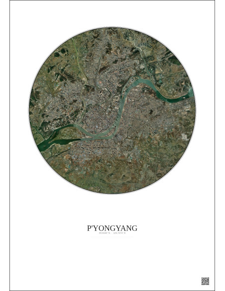 Affiche P Yongyang – Poster vue satellite 10km Couleur | Gravura – Fond clair