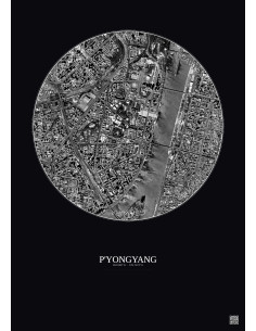 P Yongyang Satellite View Poster 2.5km B&W | Gravura – Dark background
