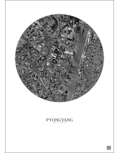 P Yongyang Satellite View Poster 2.5km B&W | Gravura – Light background